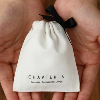 

50PCS Canvas Gift Bag Jewelry Packaging Cotton Drawstring Pouch Cosmetic Soap Makeup Party Storage Wrapping Sachet Print Logo