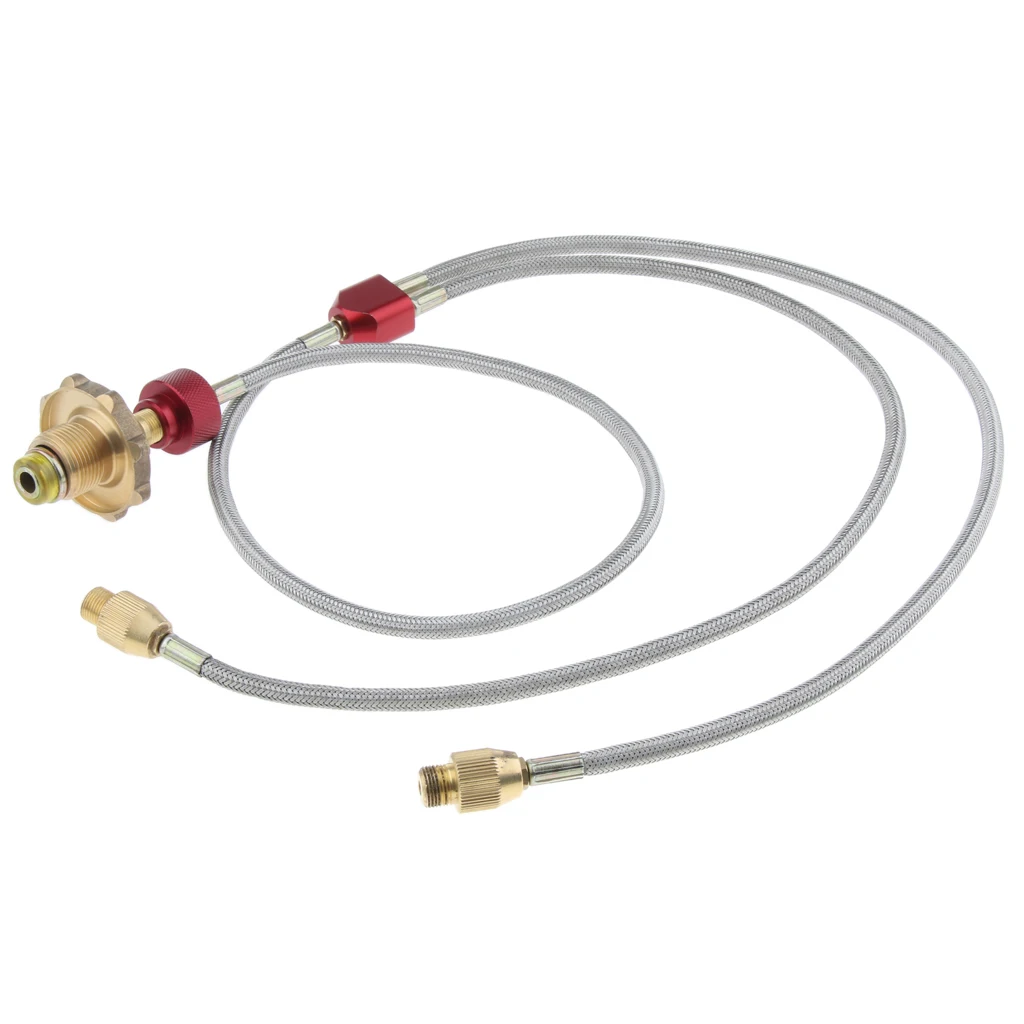 Propane Gas Tank Refill Adapter G Canister Hose Double Connection Hose for 2 Stoves Furnace for Outdoor Picnic Camping Cooking