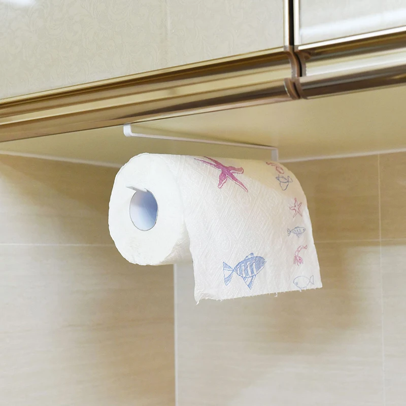 

1PS Iron Product Paper Towel Shelf Towel Rack Household Organizer for Kitchen Bathroom Toilet(White)