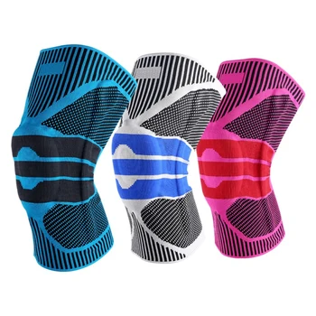 

Sports Patella Knee Protector Brace Silicone Spring Anticollision Knee Support Basketball Knitted Compression Elastic Knee Sleev