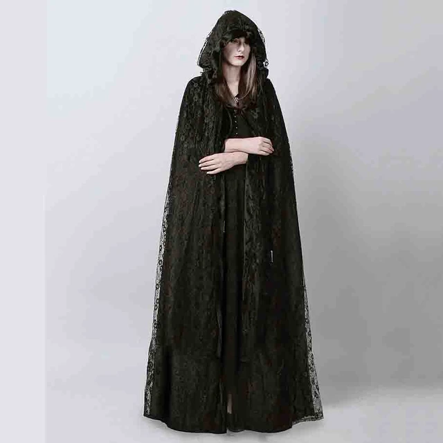 Capa con capucha con estampado de Luna para mujer, capa Medieval con  cordones Extra larga, disfraz de Cosplay para Halloween