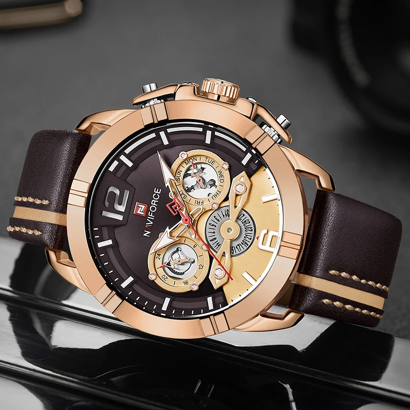 

NAVIFORCE Watch Men Sports Quartz Wrist Watches Top Brand Luxury Leather Calendar Male Clock Army Reloj Hombre Relogio Masculino