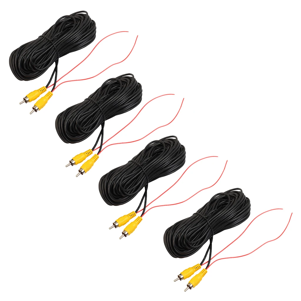 4 Pieces Car RCA Video Extension Cable for Auto Backup Camera Monitor