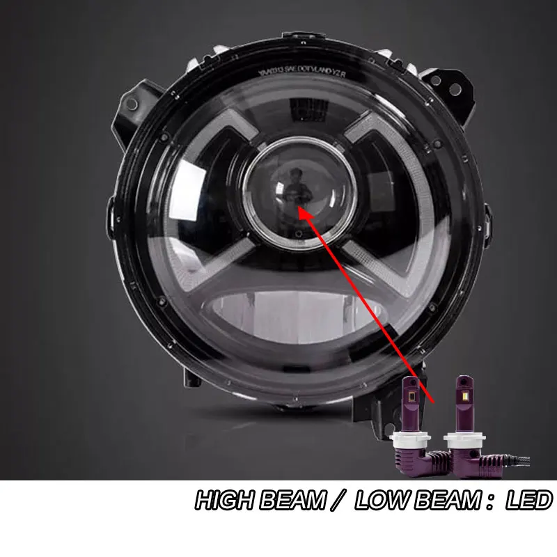 LED Автомобильный Стильный чехол на голову для Jeep Wrangler, фара,, фары Wrangler, светодиодный фонарь, DRL, двойной луч, би-ксенон, HID - Цвет: LED