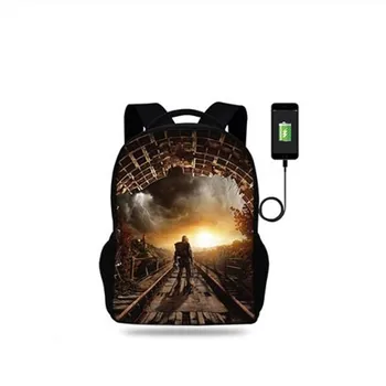 

17inch Teenager SchoolBags Metro Exodus Print Boys&Girls backpacks satchel for kids orthopedic mochila escolar Usb Port book Bag