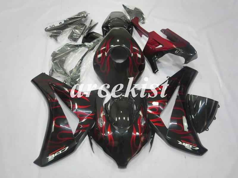 Литьевая Форма ABS мотоцикл обтекатель комплект Подходит для Honda CBR1000RR 08 09 10 11 2008 2009 2010 2011 тела набор Пламя Красный