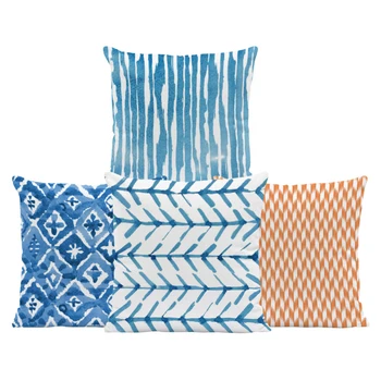 

Fantasy Geometry Pillow Blue Stripe Spotted Line Square Cushion Cover Decoration Living Room Small Super Soft Sofa Throw Pillow