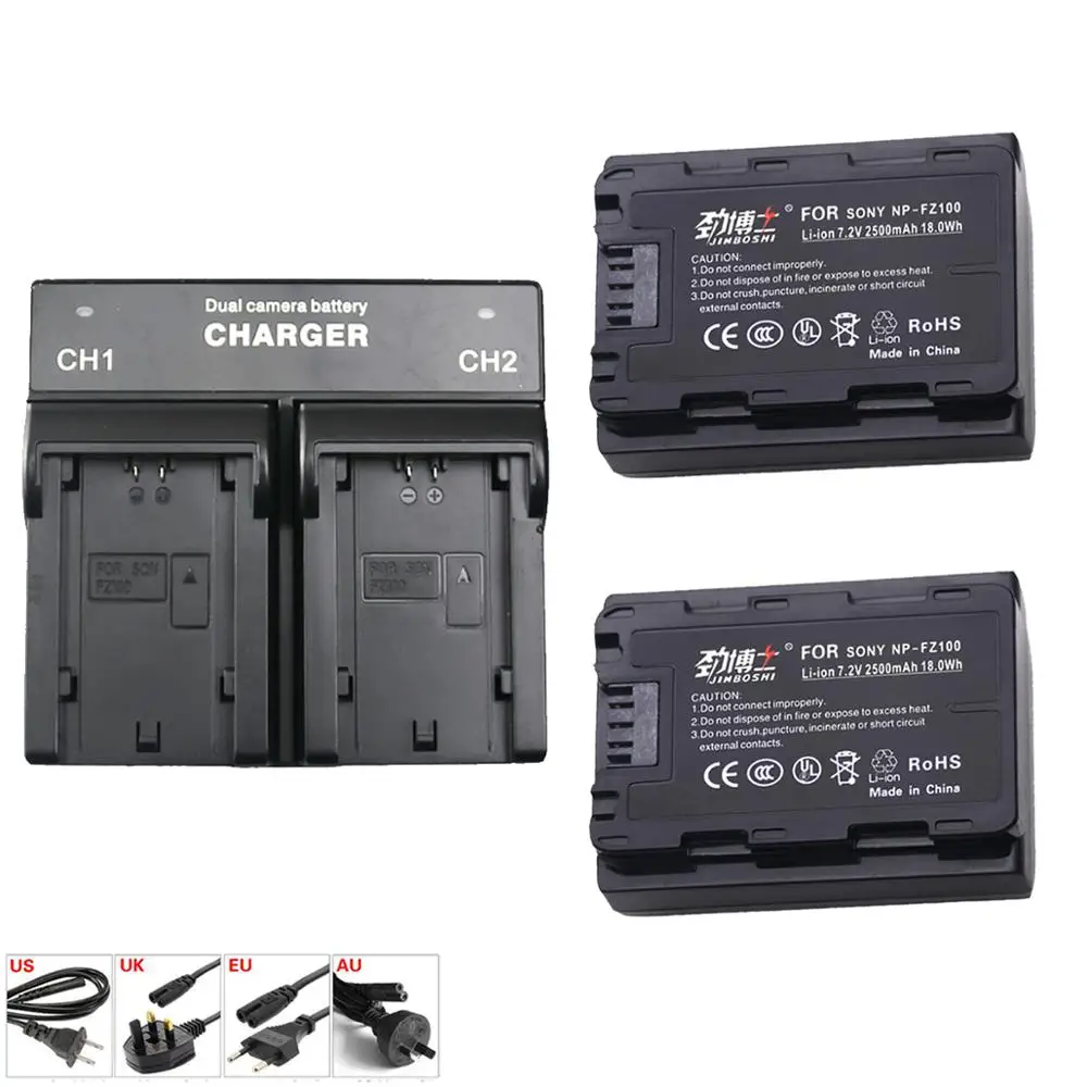 

2Pc NP-FZ100 NPFZ100 NP FZ100 Li-ion Battery + LED Dual Charger for Sony NP-FZ100, BC-QZ1, for Sony a9, a7R III, a7 III, ILCE-9