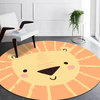 

Fashion Modern Cartoon Cute Little Lion Orange Living Room Bedroom Hanging Basket Chair Round Floor Mat Carpet