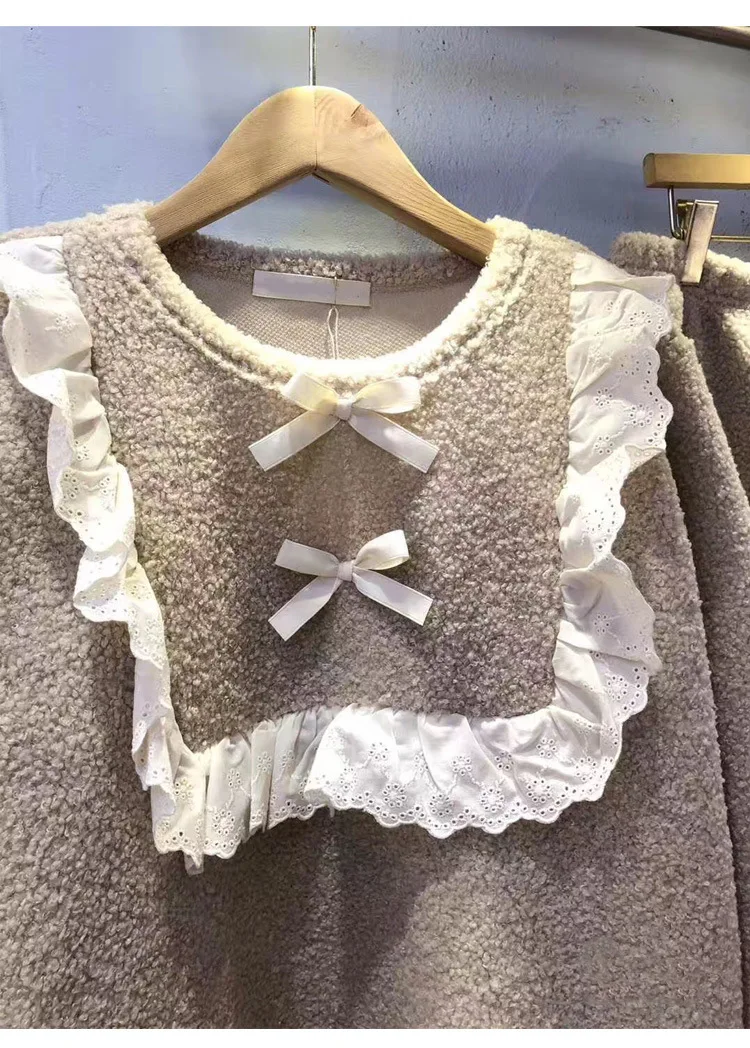 HaloSweet зимняя бархатная пижама костюм для женщин милая Пижама Femme Kawaii домашний костюм из двух частей брюки Милая домашняя одежда для женщин