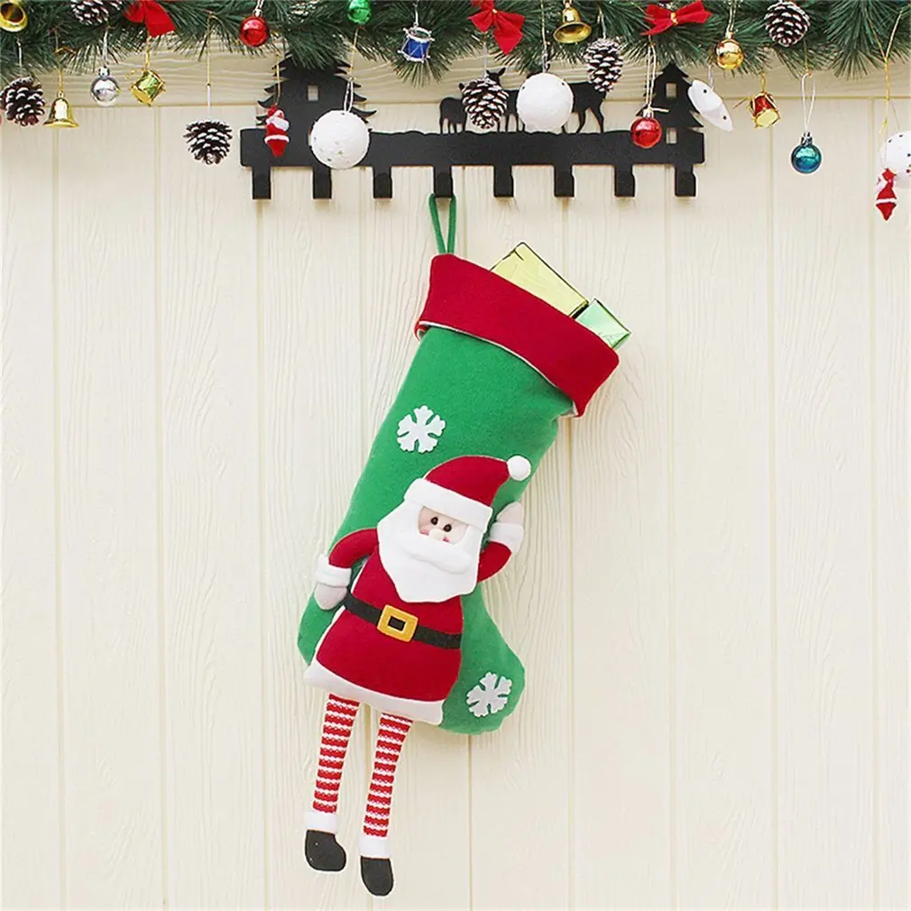 Large Size 50cm Christmas Stockings Socks Santa Claus,Snow man,Candy Gift Bag Xmas Festival Ornament High Quality Pull Flannel