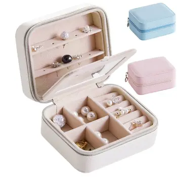 

2020 Elegant Mini Stud Earrings Rings Jewelry Box Useful Makeup Organizer With Zipper Travel Portable Display Case Women's Gift