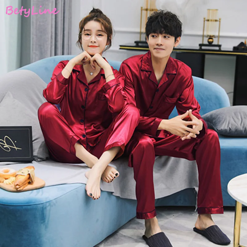 Женские шелковые пижамы пижамный комплект с длинными рукавами весенний Пижамный