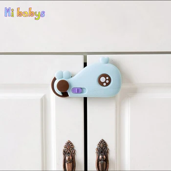 

3pcs Baby Doors Drawers Wardrobe Safety Locks Cartoon Whale Toddler Child Cabinet Lock Baby Security Refrigerator Window Closet