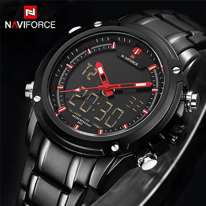 Relogio masculino Топ люксовый бренд NAVIFORCE мужские часы военный водонепроницаемый светодиодный спортивные мужские часы Цифровые мужские наручные часы 9050
