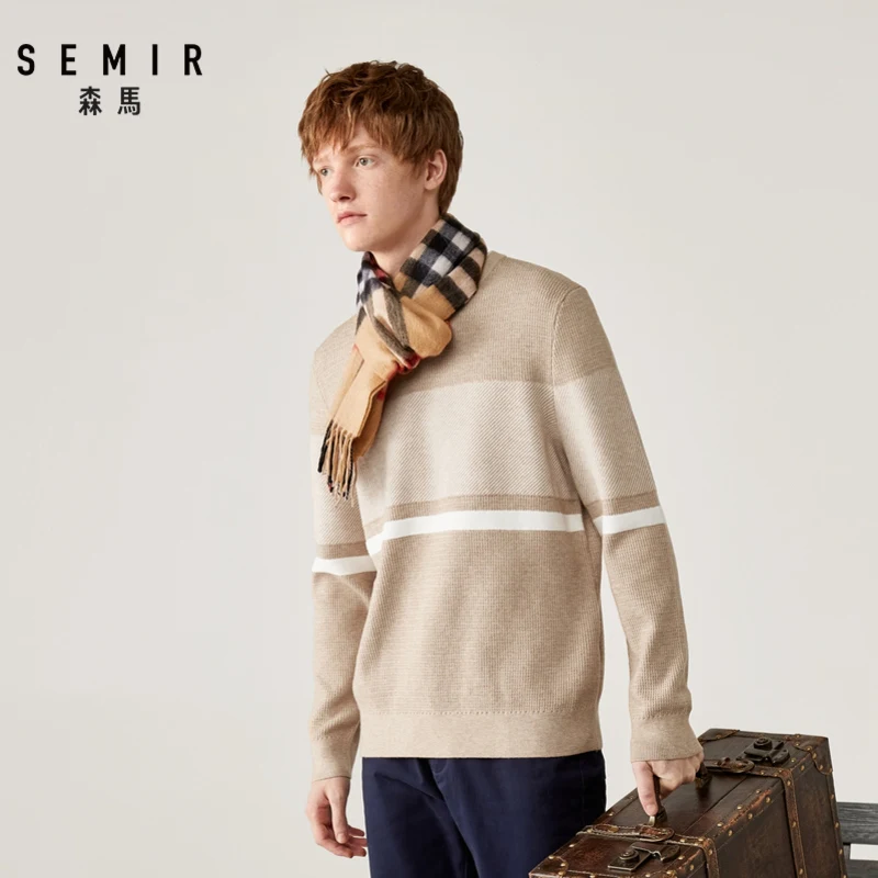 Semir пуловер свитер мужской молодой зимний теплый Свободный Полосатый свитер круглый вырез рубашка Корейская версия цветной свитер