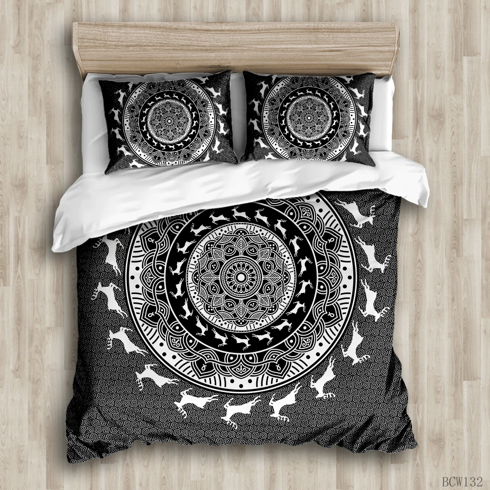

Duvet Cover Sets quiet black pattern custom Bed Linens Bedding Sets with Pillowcase king Size Bedclothes Comforter Covers
