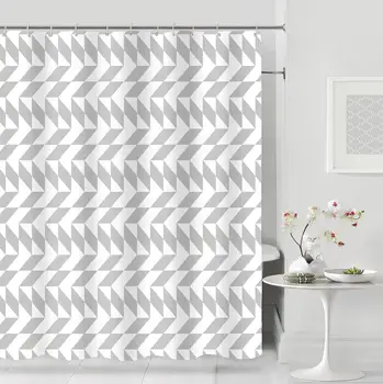 

Modern Fashion Shower Curtains PEVA White Striped Bath Screen Home Hotel Bathroom Waterproof Mold Proof Curtain with 12 Hooks