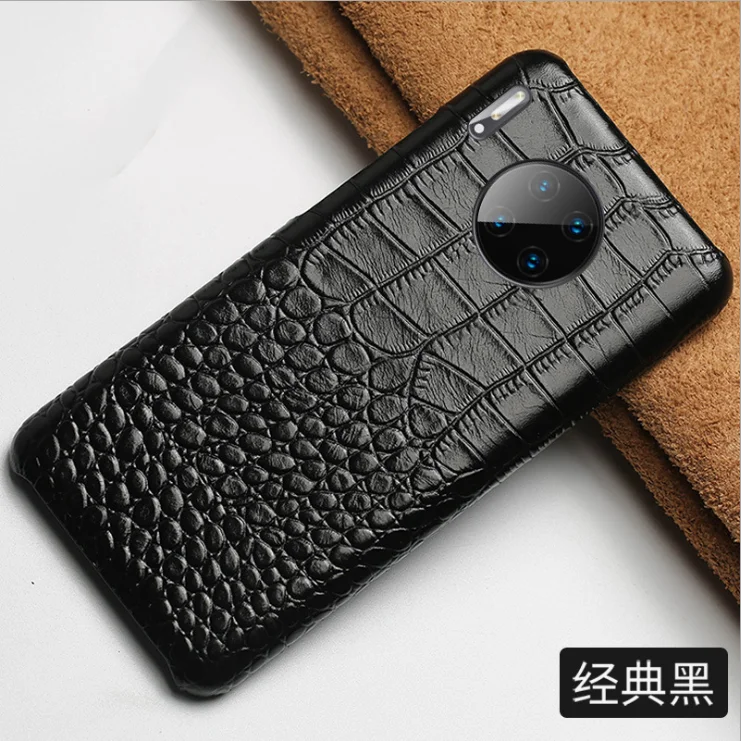 Чехол из натуральной крокодиловой кожи для телефона huawei mate 9 10 20 P9 p10 p20 p30 lite pro p smart - Цвет: Черный