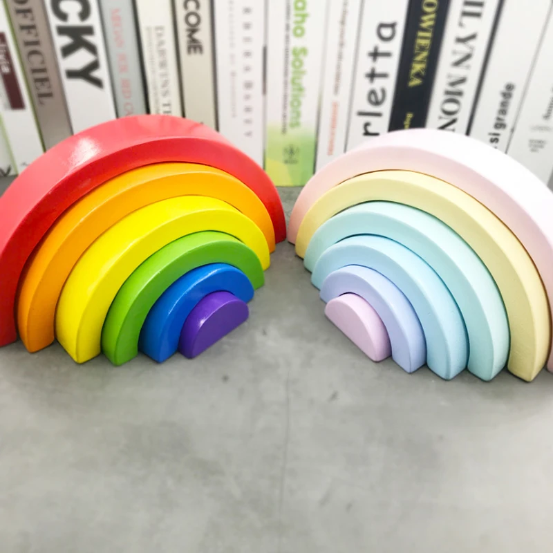 Имитация радужных блоков 7 шт. арка строительные блоки деревянные игрушки для