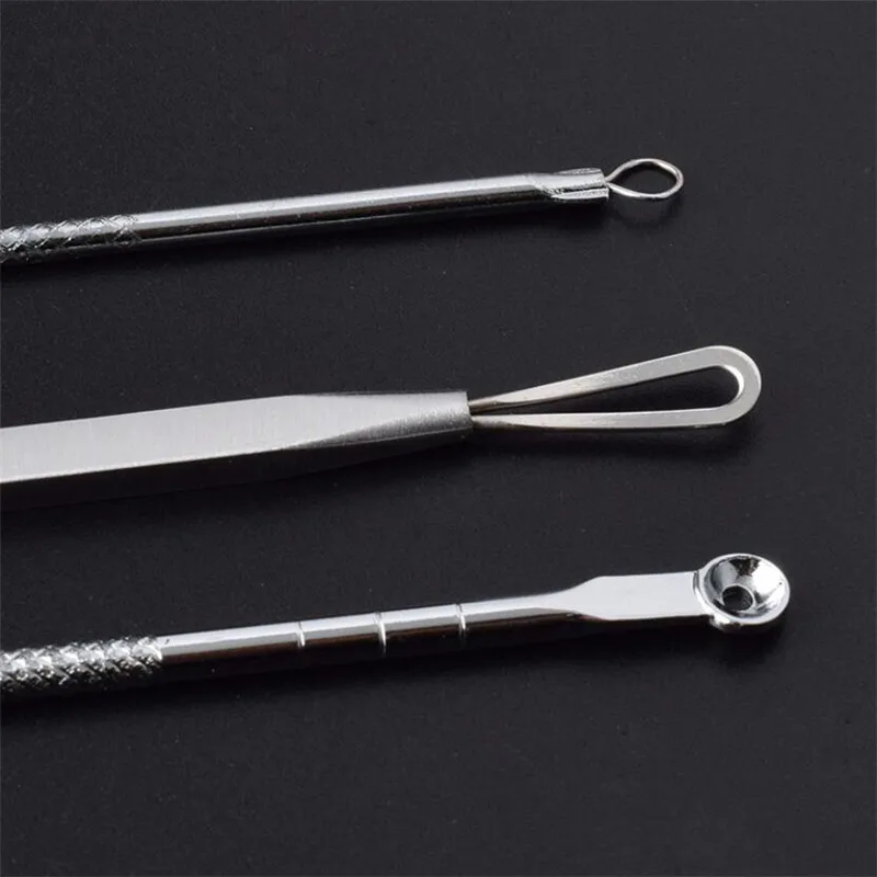 3PCS Stainless Steel Extractor Blackhead Remover Needles Dots Cleaner Acne Blemish Remover Needles Black Spot Pore Cleanser