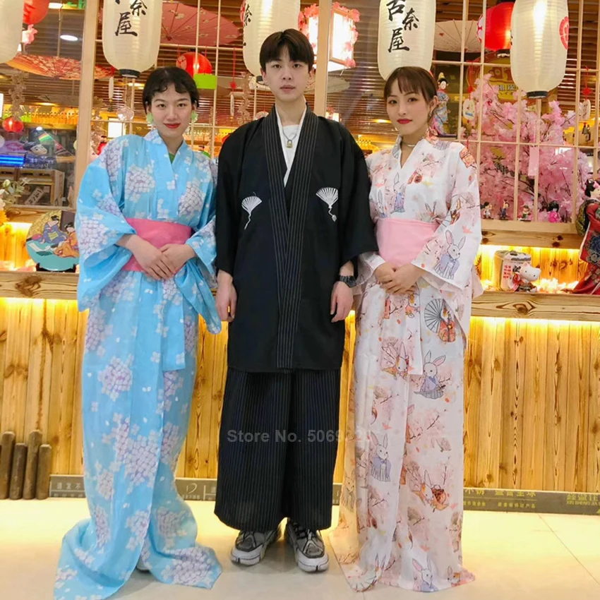 Классический японский самурайский кимоно для мужчин Традиционная японская одежда длинный халат юката платье ниндзя Ретро Косплей представление