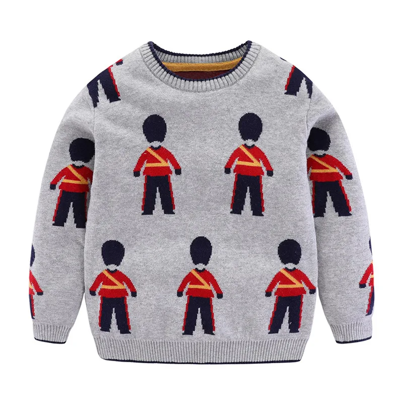 

2019 Autumn And Winter New Style BOY'S Cartoon Soldier Pure Cotton Sweater Male Baby Cute Crew Neck Child Pullover Sweater Child