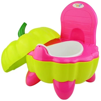 

Cute Baby Chair Cartoon Folding Potty Toddler Portable Training Plastic Toilet Seat Pumpkin-Pink+Green