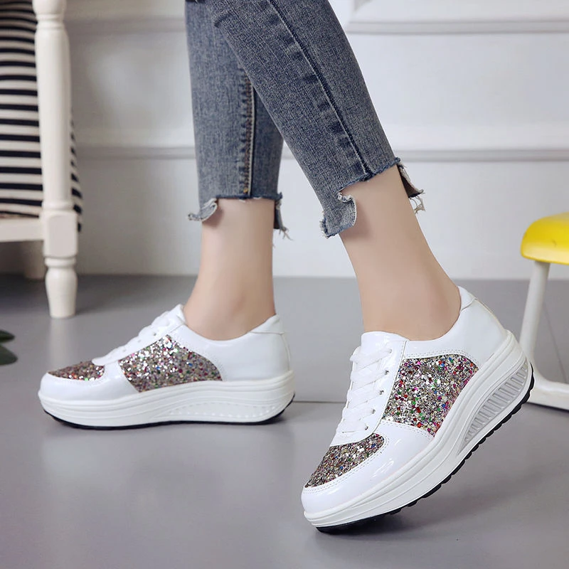 Plus Size Shoe Platform Sneakers Heels Ladies White Most Comfortable Walking for Women Casual Sneakers|Women's Vulcanize Shoes| - AliExpress