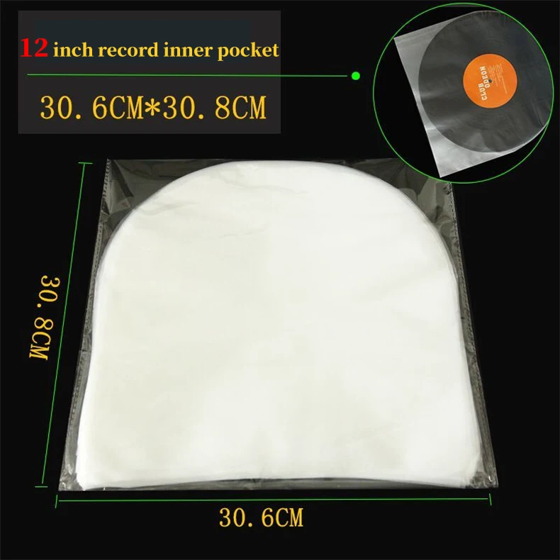 Fundas protectoras de discos de vinilo de 12 LP, bolsas de plástico para discos antiestáticos, contenedor de funda transparente de plástico interior exterior, 50 Uds.