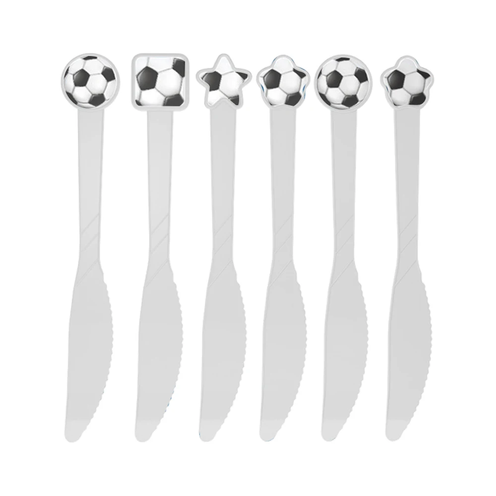 Футбольная тематическая вечеринка одноразовая посуда набор украшений день рождения черный и белый футбол детские товары на день рождения - Цвет: Table knife 6PCS