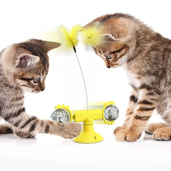 

Cat Toys Windmill 360° Rotation Automatic Interactive Indoor Exercise Massage Suction Cup Catnip Cats Puzzle Training Toy