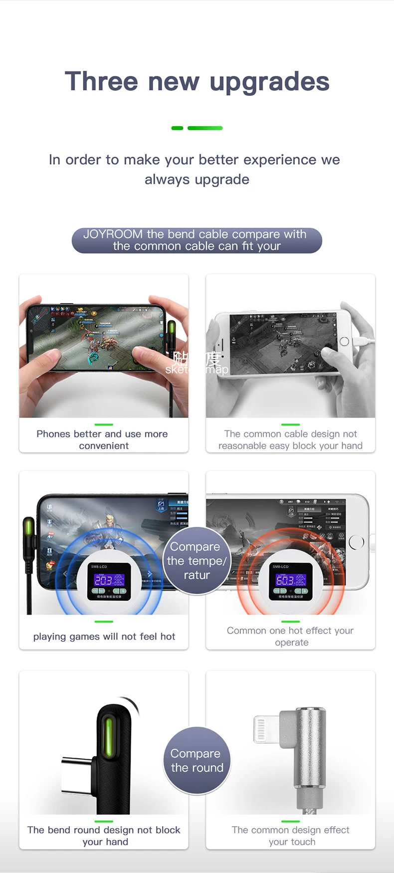 Joyroom Micro Usb type C USB 90 Dergee type C кабель светодиодный провод для быстрой зарядки для samsung Galaxy huawei Xiaomi зарядное устройство для передачи данных