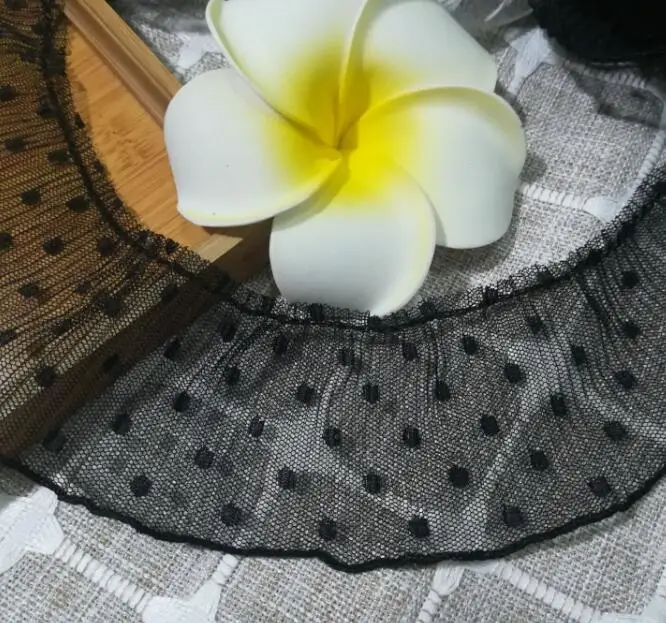 1M-Pleated-White-Black-Lace-Fabric-7cm-Guipure-Dot-Lace-Trim-Applique-Collar-Mesh-Lace-Ribbon (2)