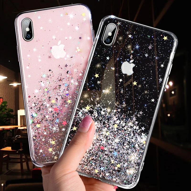 Роскошный блестящий чехол для телефона iPhone 11 Pro X XS Max XR, мягкий силиконовый чехол для iPhone 7 8 6 6S Plus, прозрачные чехлы