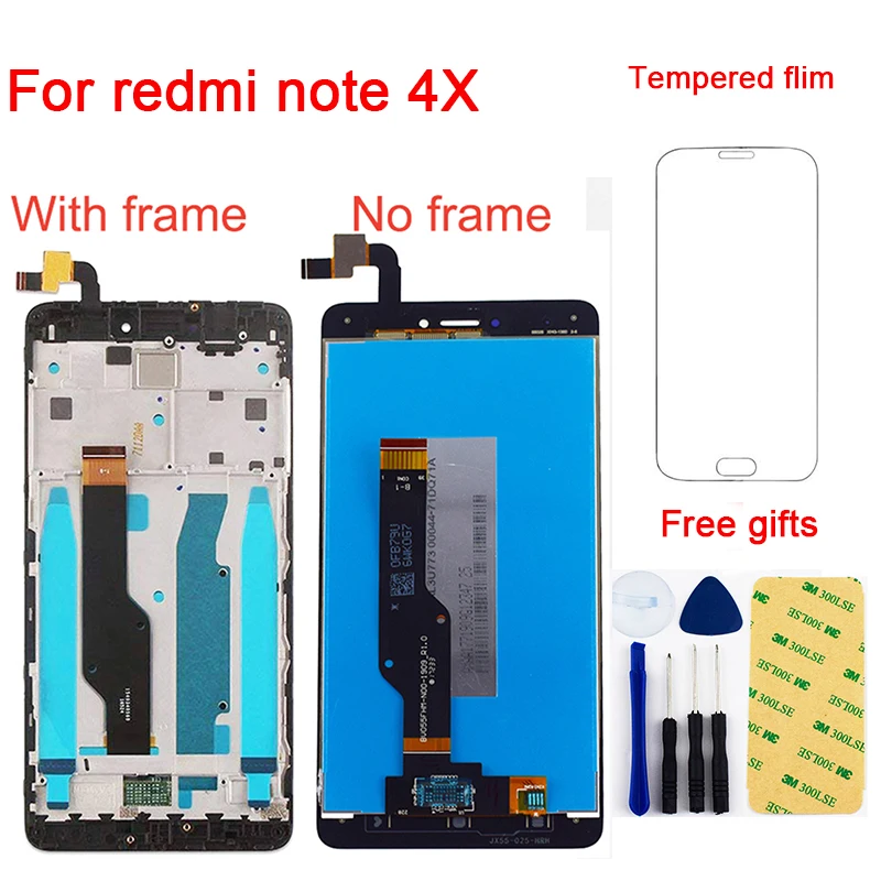 Дешево Для Xiaomi redmi note 4X note4x процессор Snapdragon 625 ЖК дисплей модуль + сенсорный экран дигитайзер Датчик Стекло в сборе + рамка