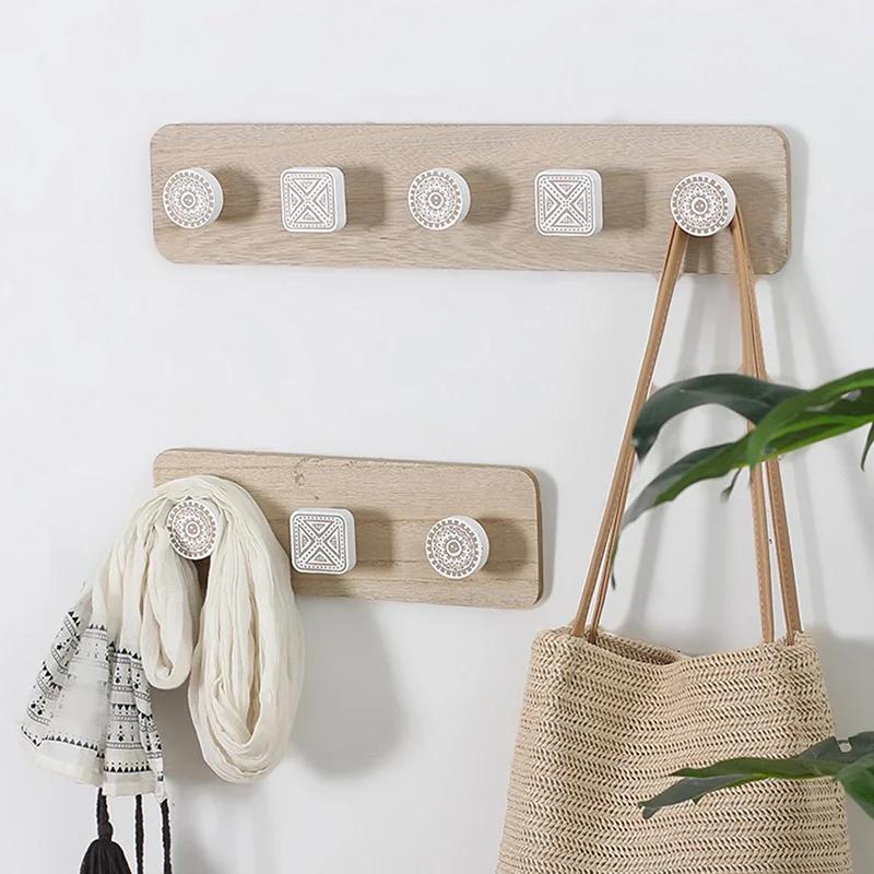 

Natural Wooden Wall Hanger Robe Hook Wood Home Room Decoration Wall Mounted Coat Clothes Scarf Hat Bag Storage Hanger Hooks