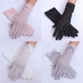 

Women Sexy Summer Uv Sunscreen Short Sun Female Gloves Fashion Ice Silk Lace Driving Of Thin Touch Screen Gloves Female #T5P