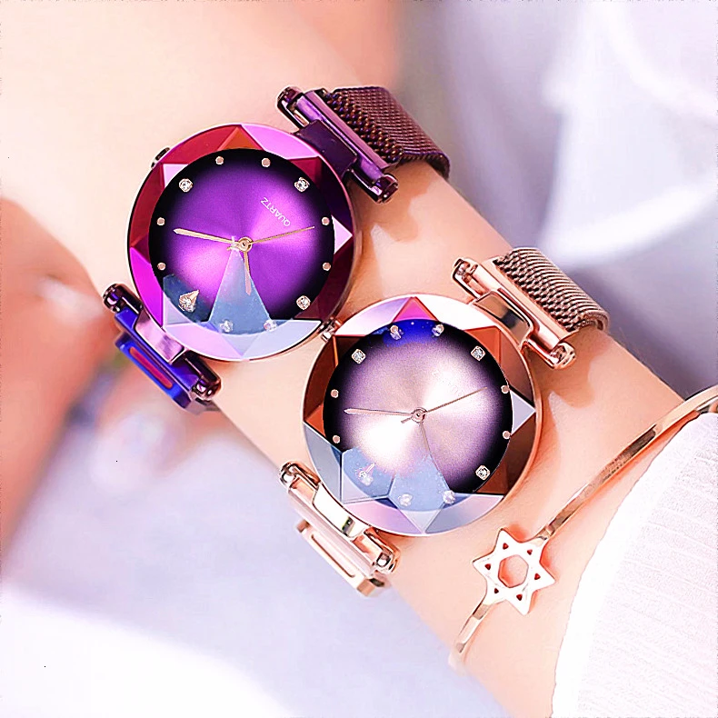 Женские градиентные часы с магнитной пряжкой роскошная Геометрическая