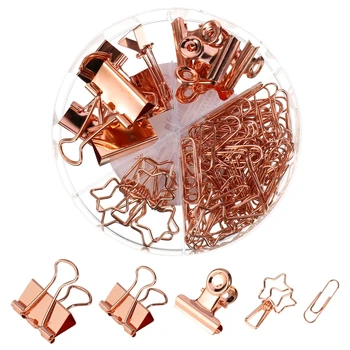 

Binder Clips Set Rose Gold Multi Paper Clips Push Pin Stationery Office Accessories School Supplies