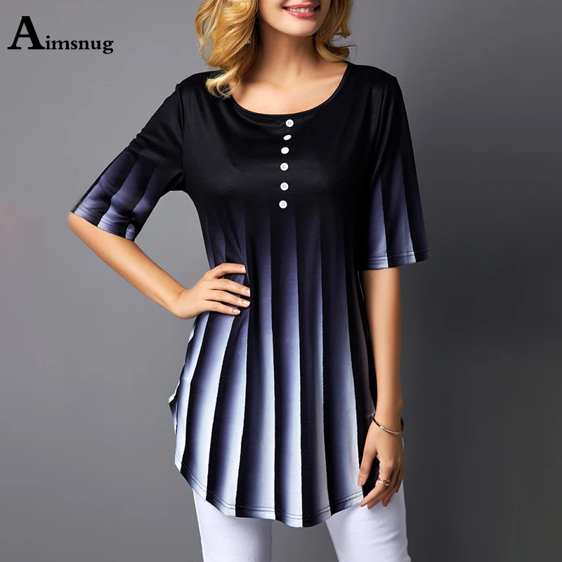 

Plus Size 5XL Female Tee Shirt Streetwear Summer New Single-breasted Gradient Print Short Sleeve 2020 Casual Loose Women T-shirt