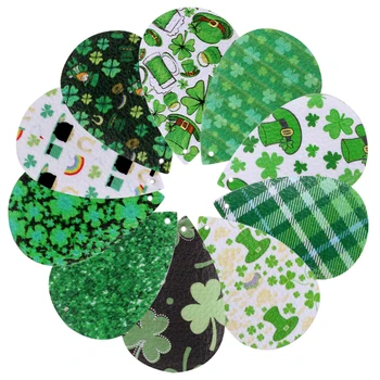 

10Pcs/lot Ireland St. Patrick's Day Pu Leather Earings Accessory Green Shamrocks Leprechaun Charm For DIY Making Earing Findings