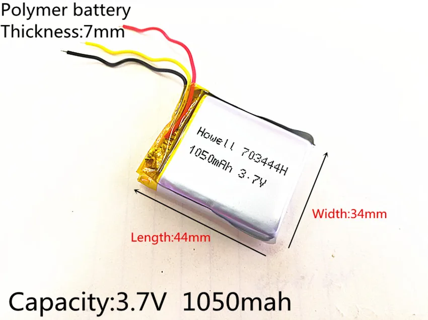 3 line 3.7V 1050mAh Rechargeable li Polymer Li-ion Battery For headphones tachograph MODEL SP5 mp3 mp4 GPS 703444 073444 lithium ion battery