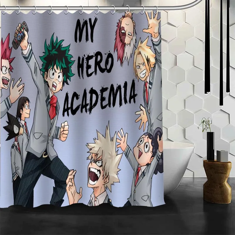 Полиэстер ткань на заказ My Hero Academy аниме занавеска для душа Современная Водонепроницаемая занавеска для ванной с крюком занавеска для ванной