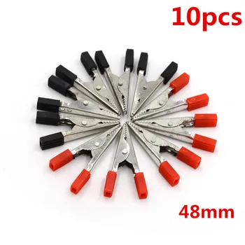 

10pcs/lot Silver Insulated Crocodile Clips Plastic Handle Cable Lead Testing Metal Alligator Clips Clamps 52mm 48mm 45mm 28mm