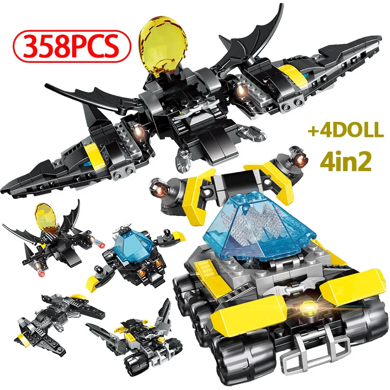 

358Pcs Marvel Batman Chariot Building Blocks Model Compatible Legoingly Super Heroe Spaceship Bricks Toys For Children Kids Gift