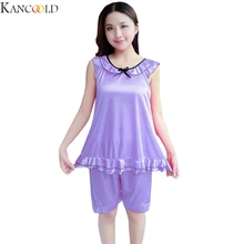 KANCOOLD женский облегающий Сексуальный Атласный модный Удобный ночной халат-Пижама на бретельках без Рукавов Летняя одежда ночные рубашки