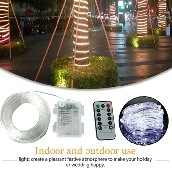 

100 LED Battery Powered Rope Tube String Lights With Remote Multi Colored Dimmable Waterproof Vine Light For Home Decoration New