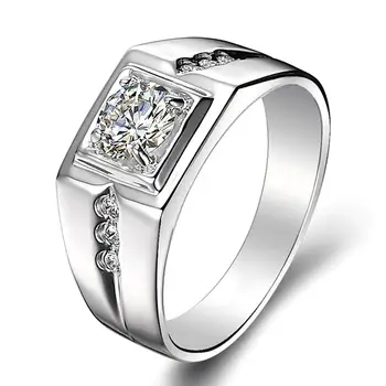 

AAA zircon diamonds Rings for men white gold silver color bague homme wedding band jewelry masculine accessory fashion gift