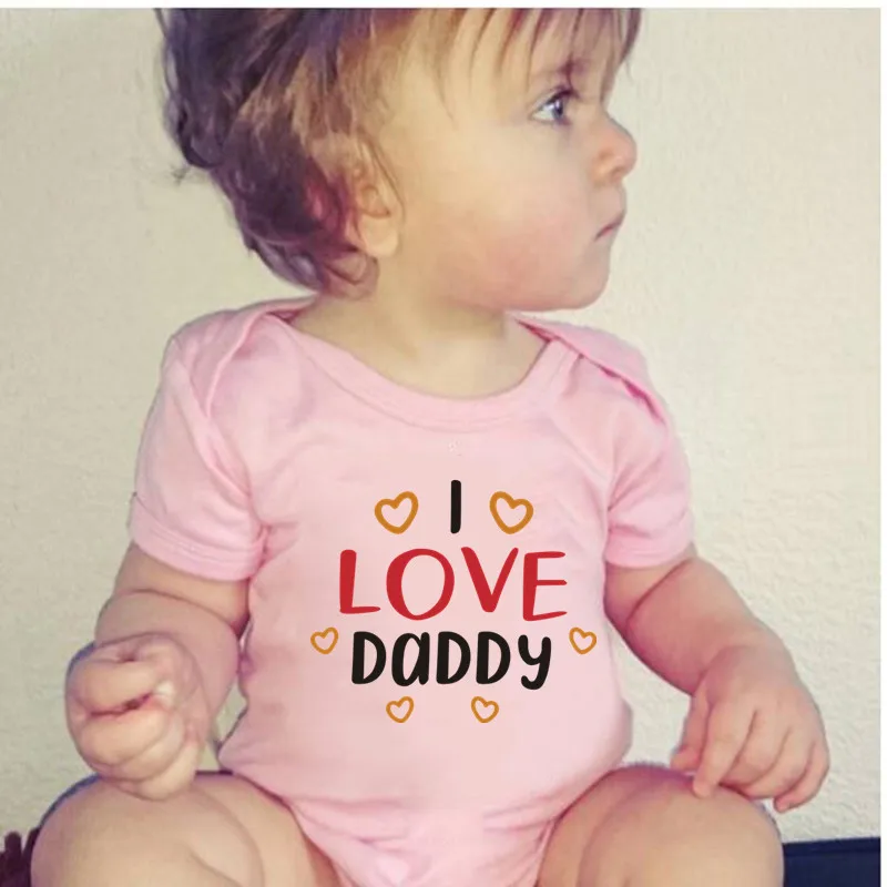 Милая Одежда для новорожденных, Детские ползунки с рисунком «I LOVE DADDY», детский хлопковый комбинезон белого цвета